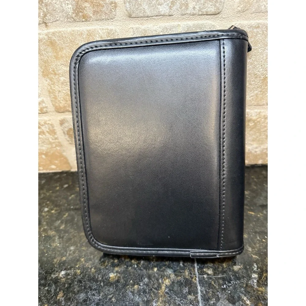 Franklin Covey Planner Small Black Faux Leather Classic Organizer Zip 6 Ring